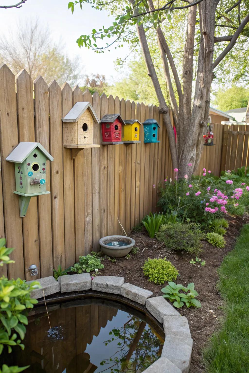 Wildlife-welcoming features establish a lively area.