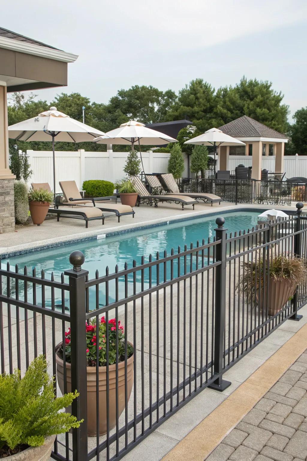 Aluminum fences enhance both safety and style for pool areas.