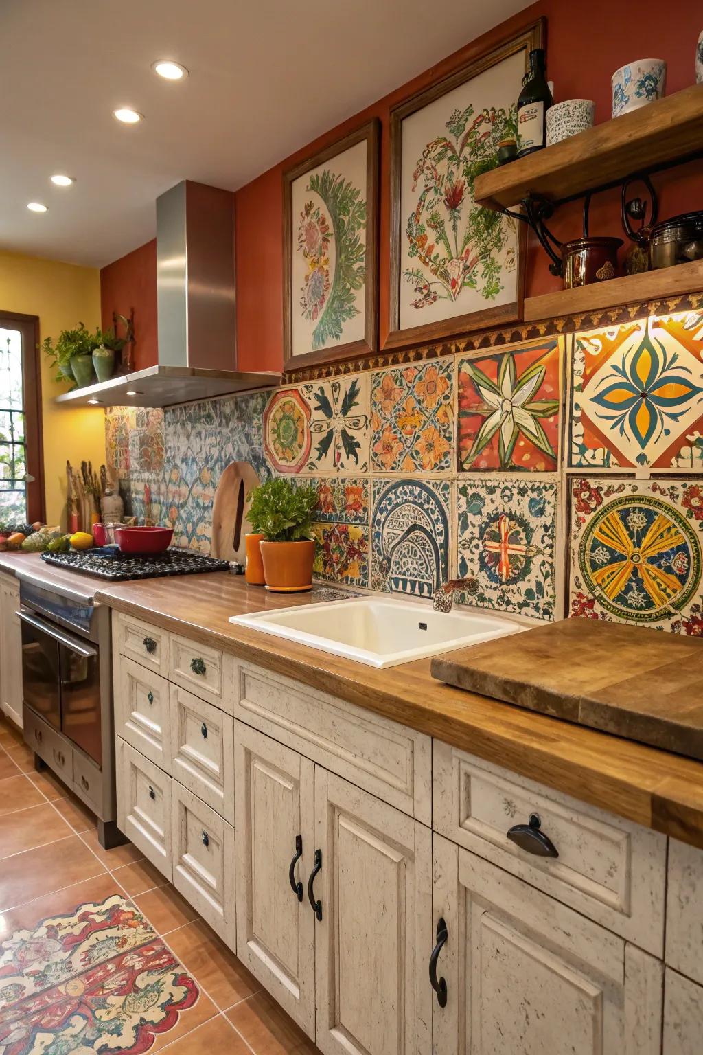 Express artistry with a colorful artistic style brick wall.