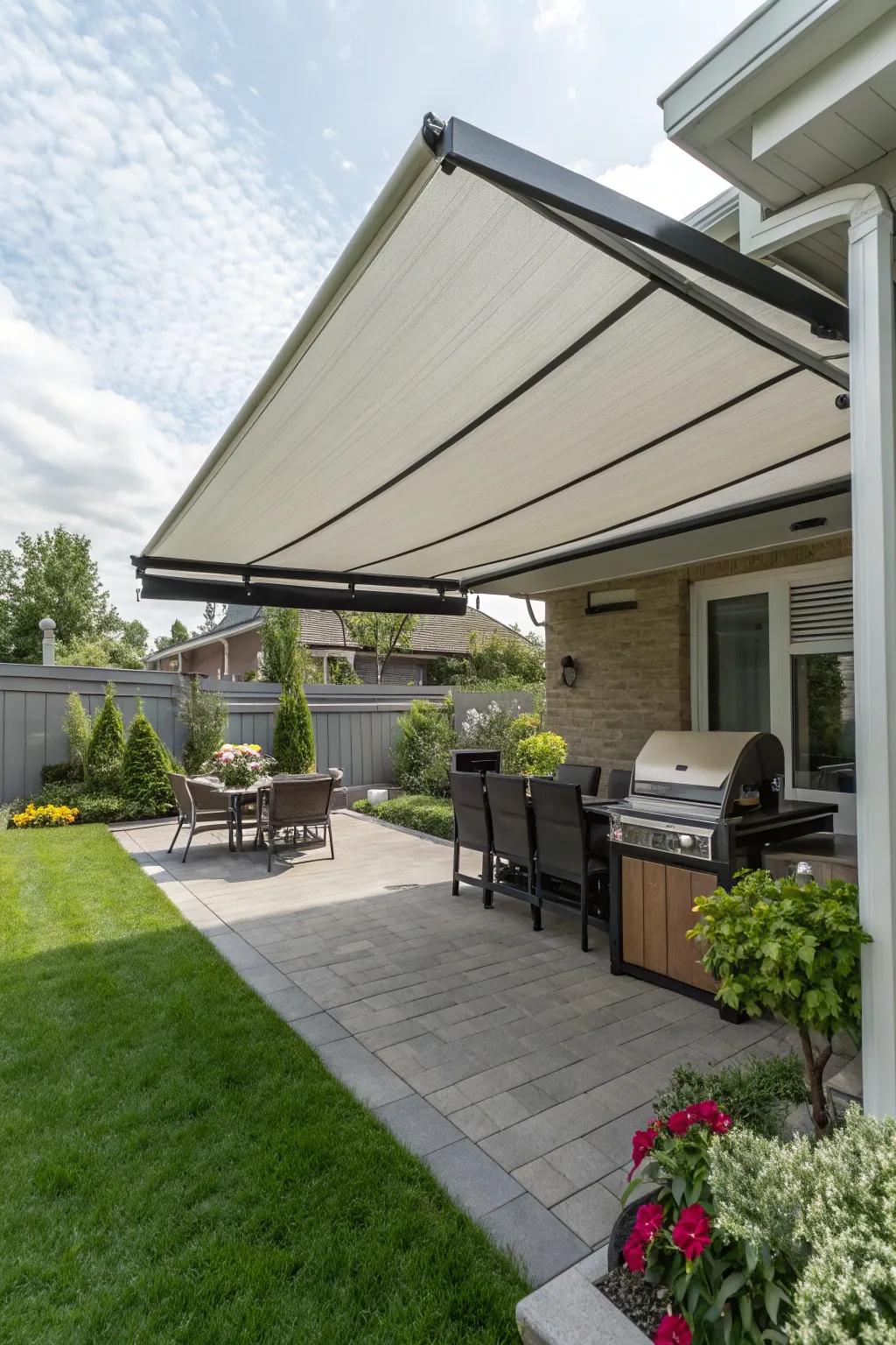 Enjoy effortless shade with automated awnings.