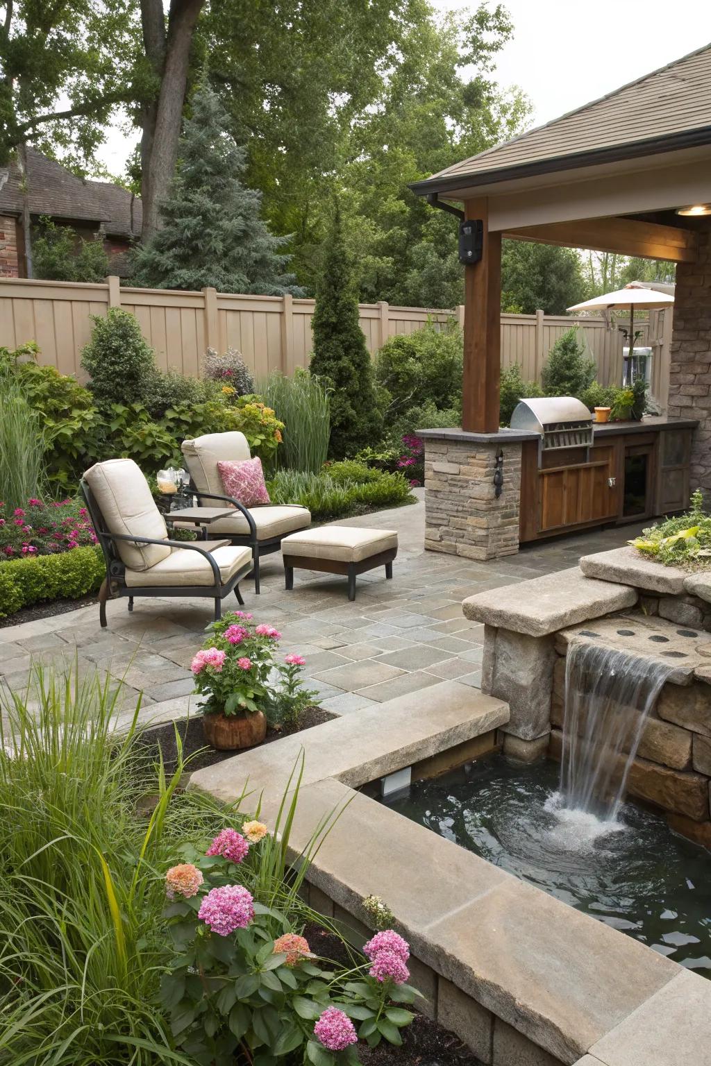 A zen corner provides tranquility in your BBQ space.