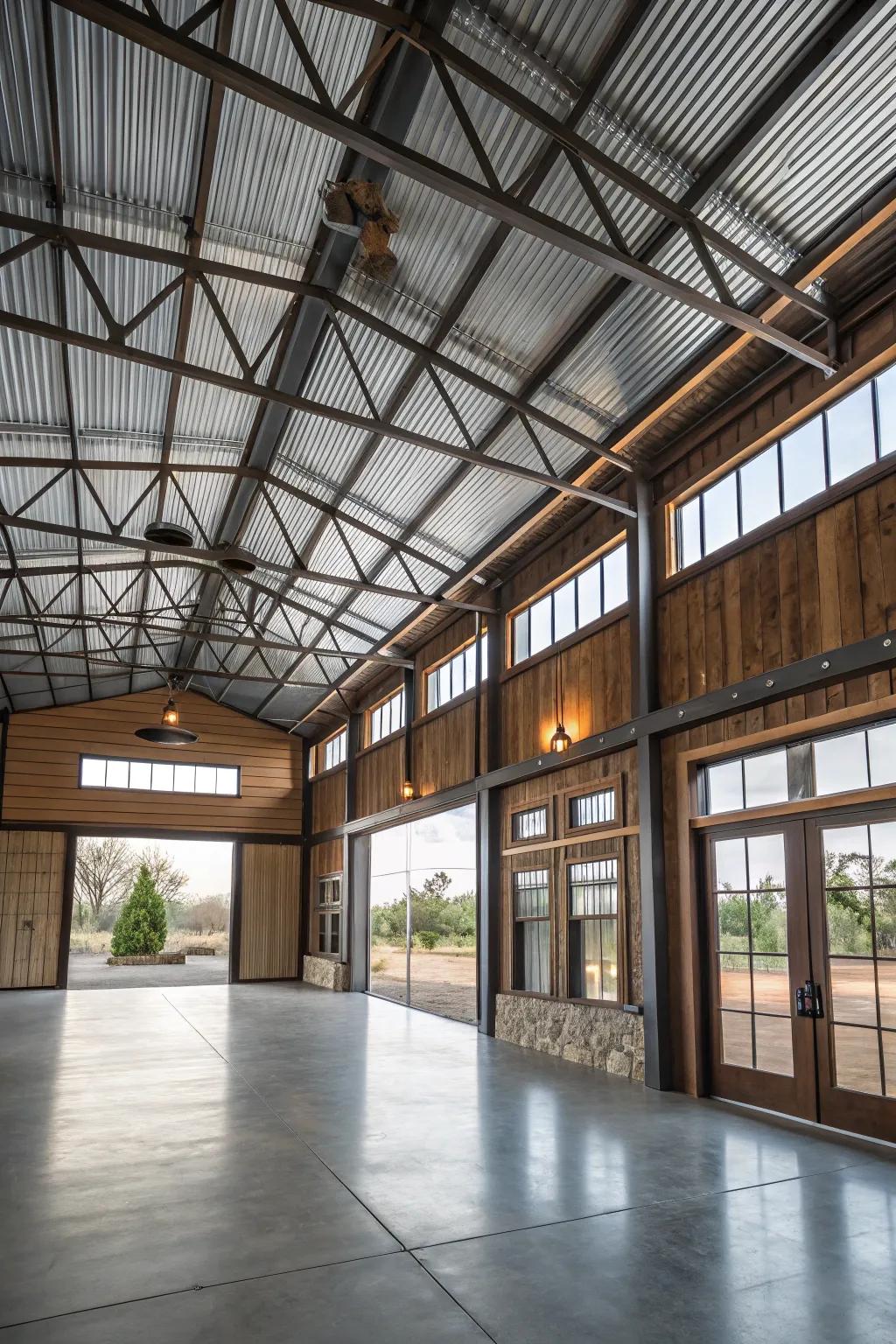 Metal ceilings add an industrial edge and vintage charm.