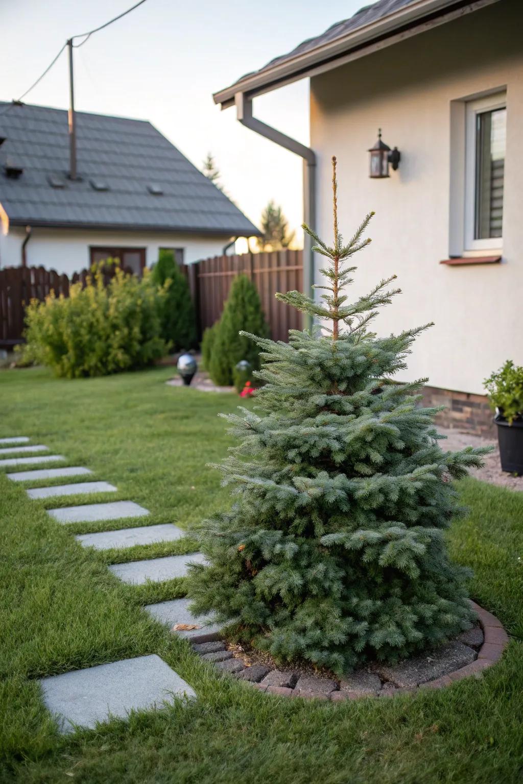 Dwarf Alberta spruce is perfect for compact spaces.