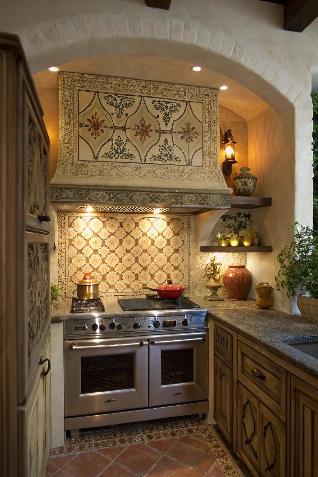 A range alcove adds beauty and practicality to the kitchen.