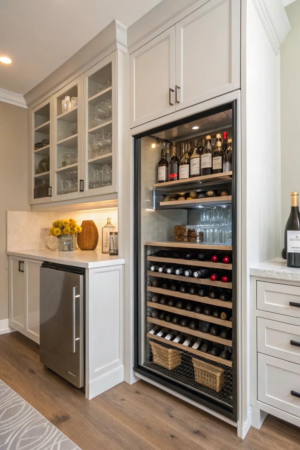 A pantry beverage cooler keeps your collection accessible and organized.