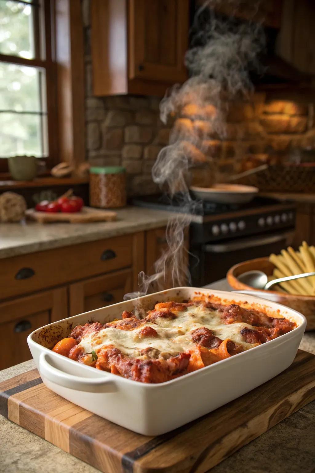 Baked ziti with sausage, a hearty and satisfying meal.