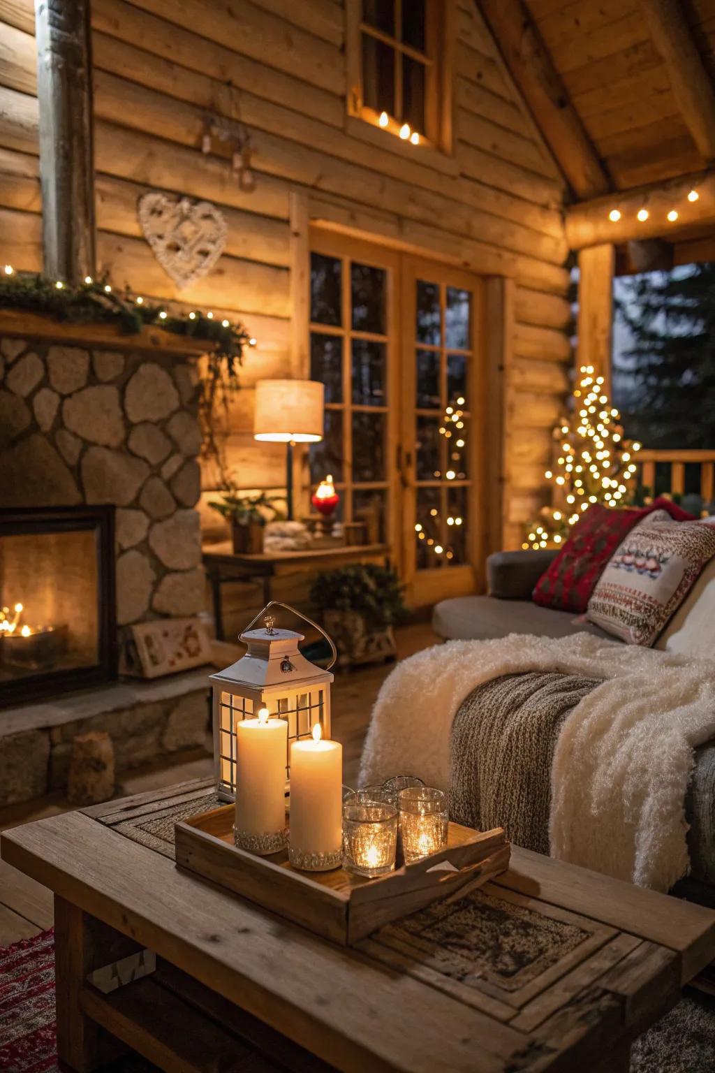 Warm lighting transforms cabins into cozy retreats.