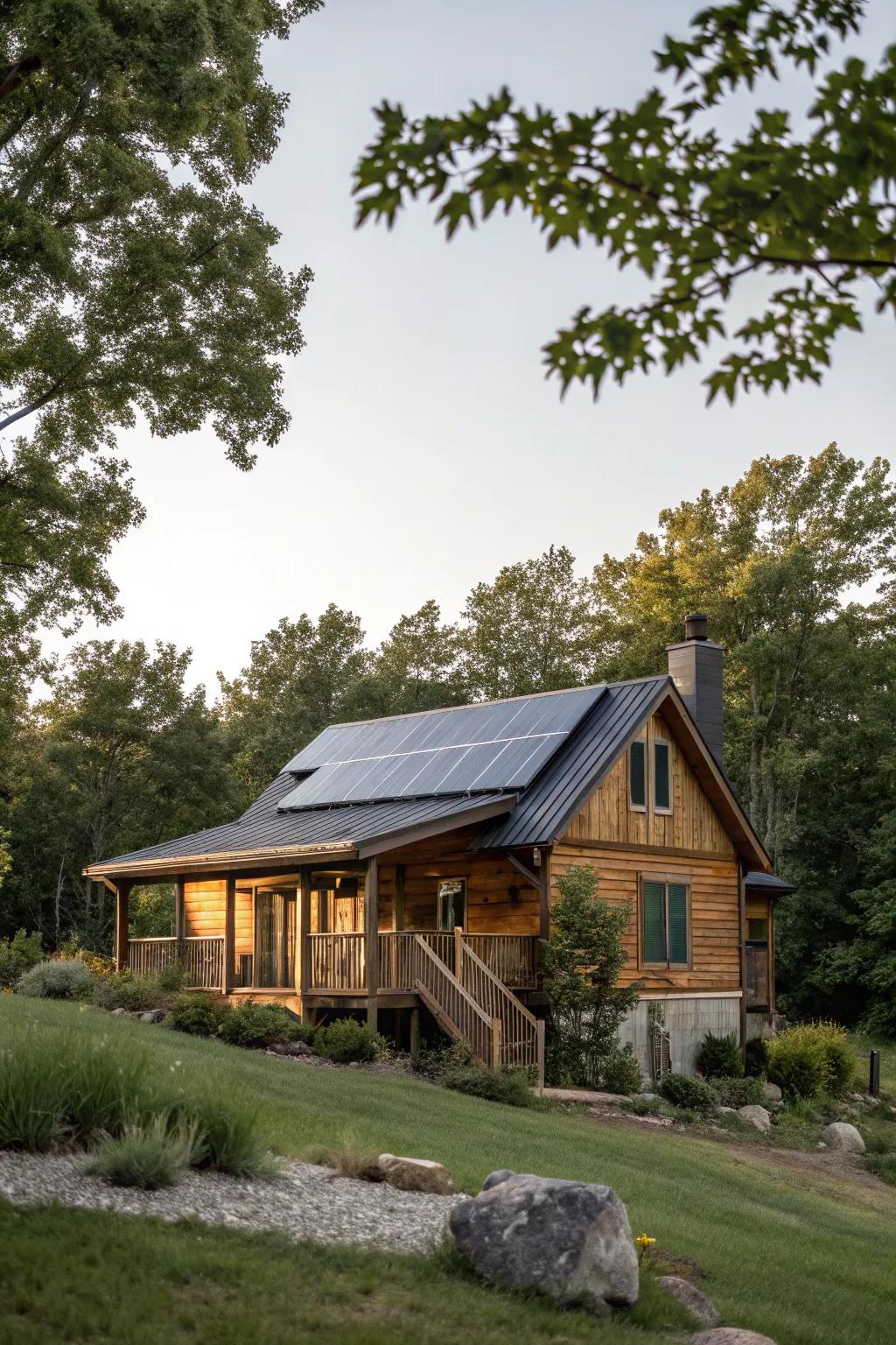 Solar arrays offer an eco-friendly power solution for cabins.