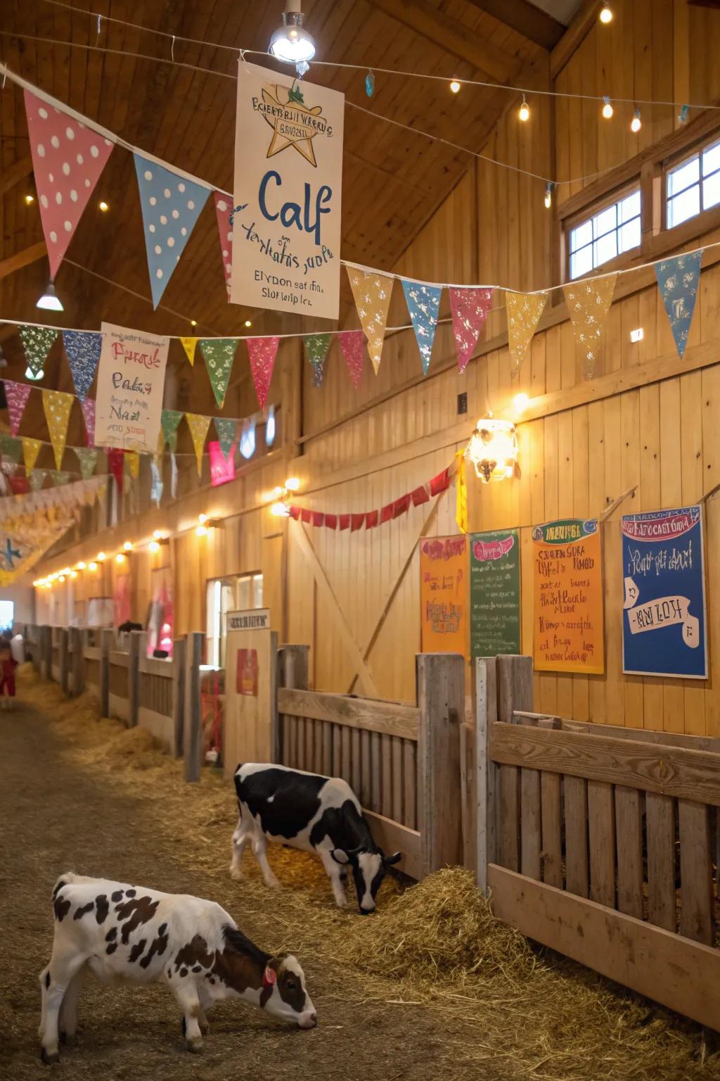 A personalized calf barn with charming decor.