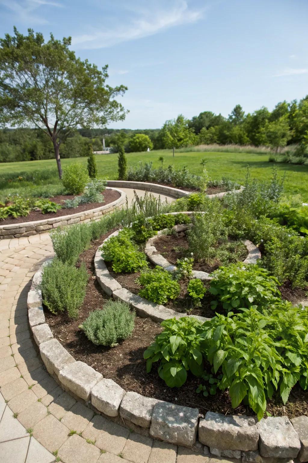 A functional and beautiful herb spiral garden.