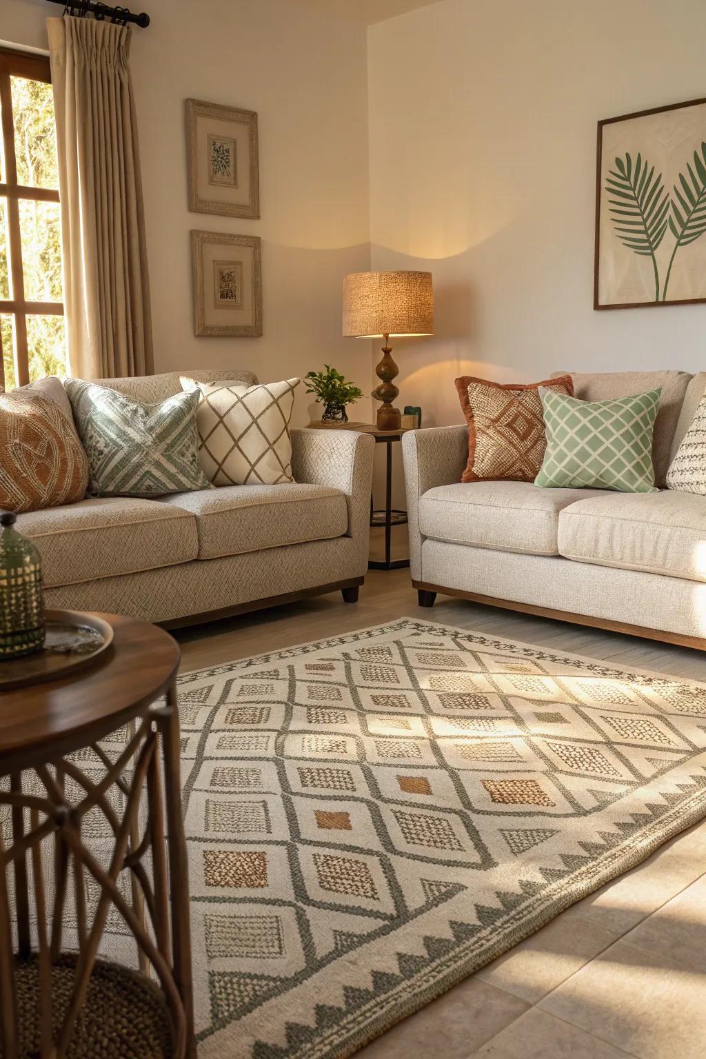 Subtle patterns add dimension without cluttering the space.