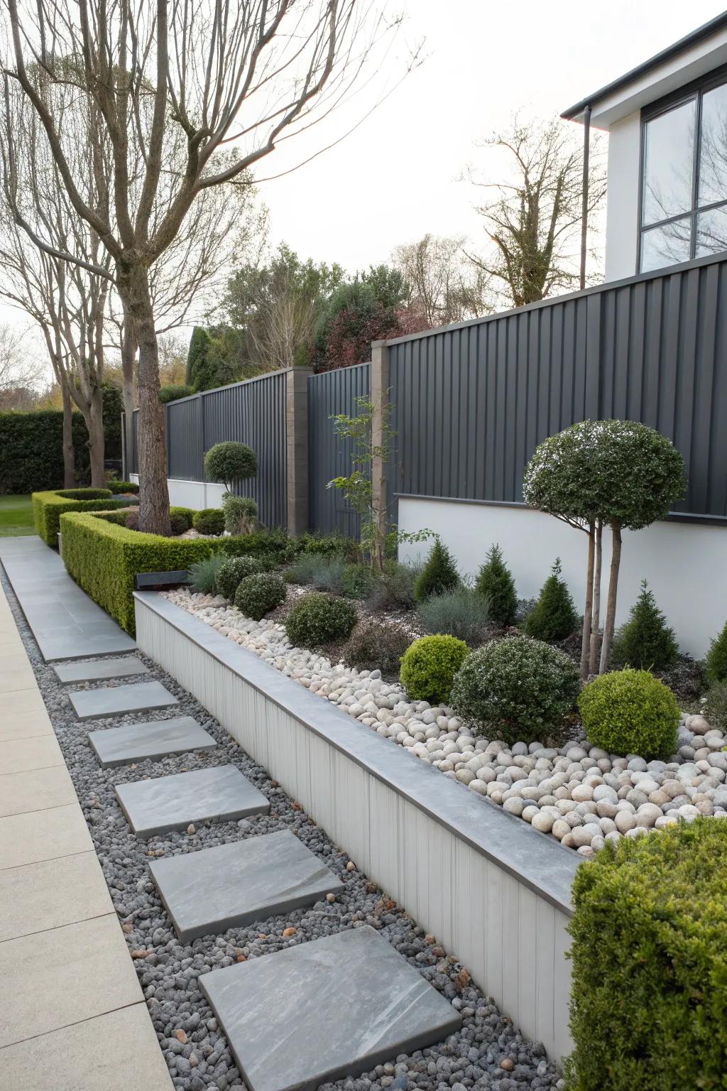 Metal walls provide a sleek and modern aesthetic.