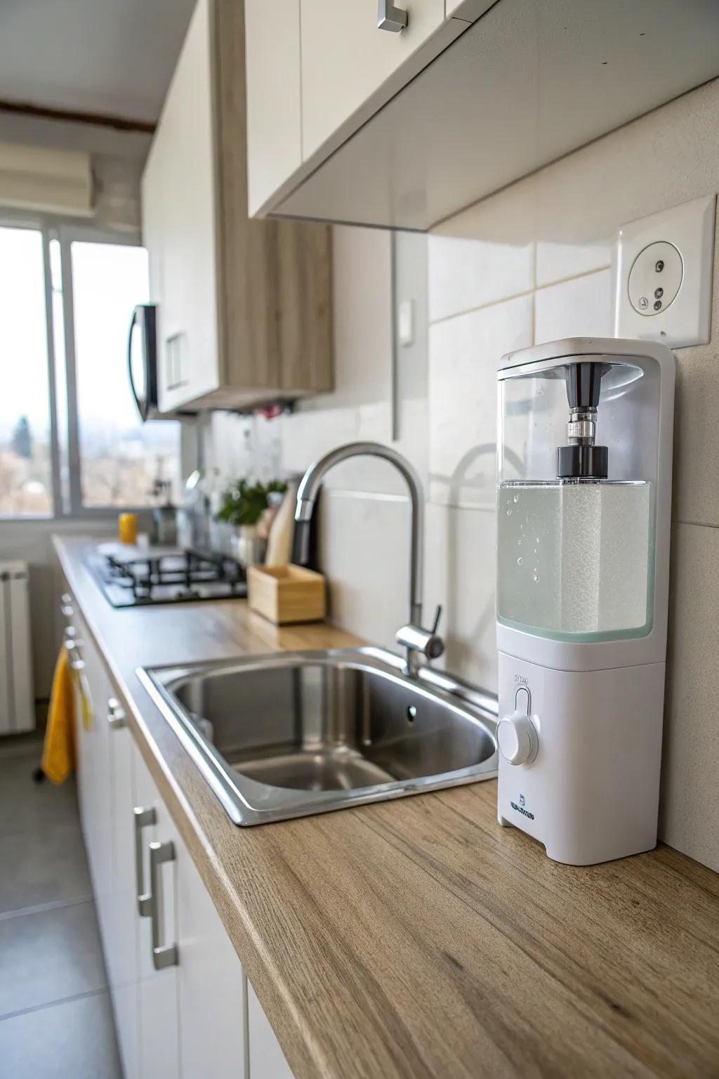 Wall-mounted dispensers save space and declutter.