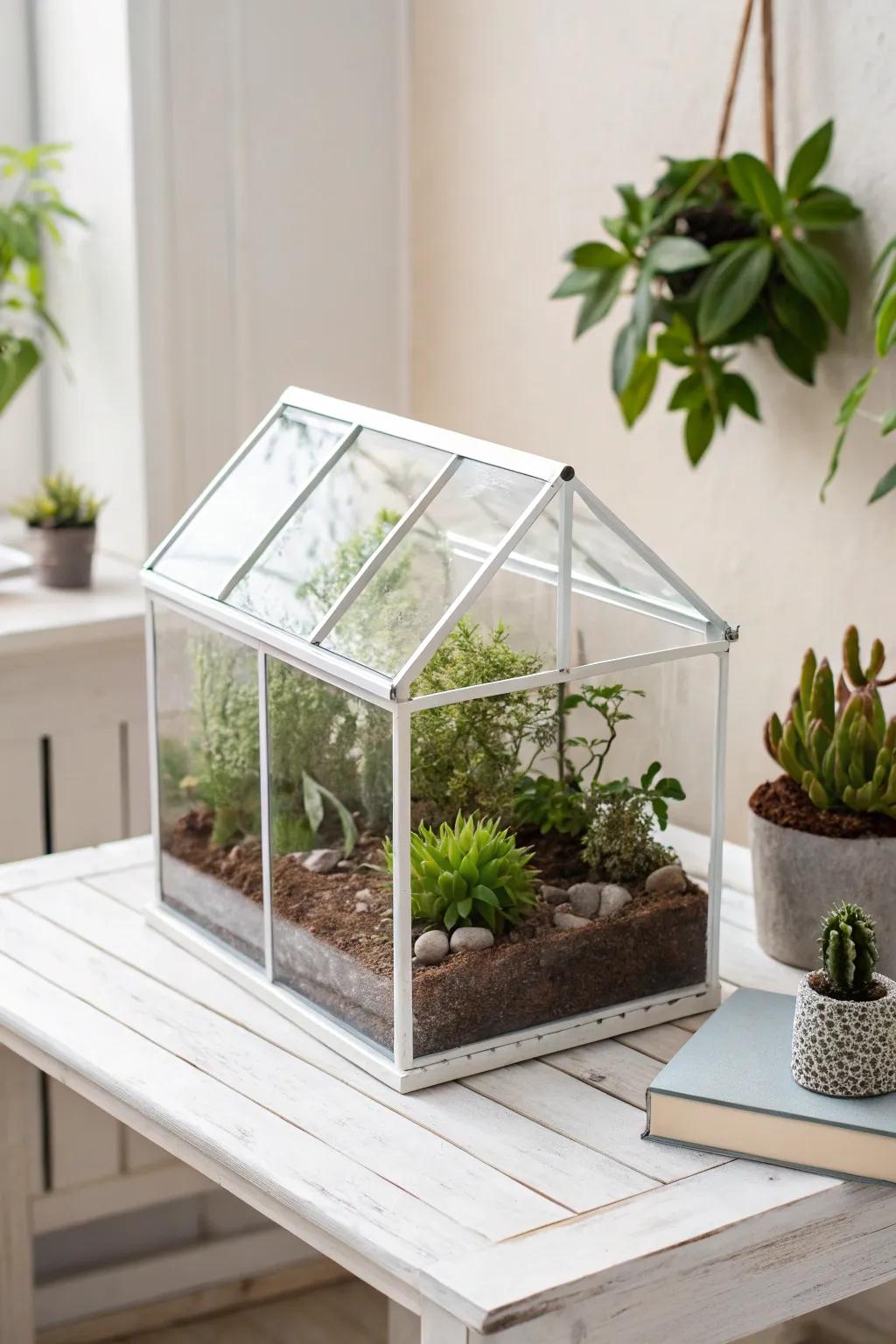 Embrace the simple elegance of nature with a terrarium-inspired greenhouse.