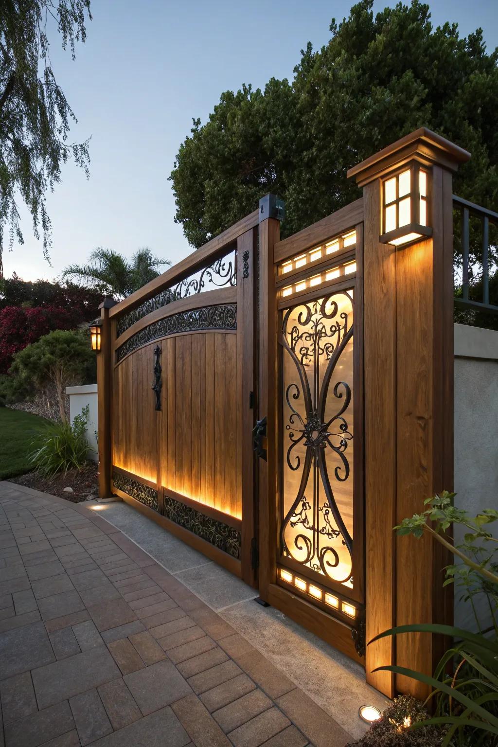 Illuminate your evening walks with a gate that combines craftsmanship and elegance.