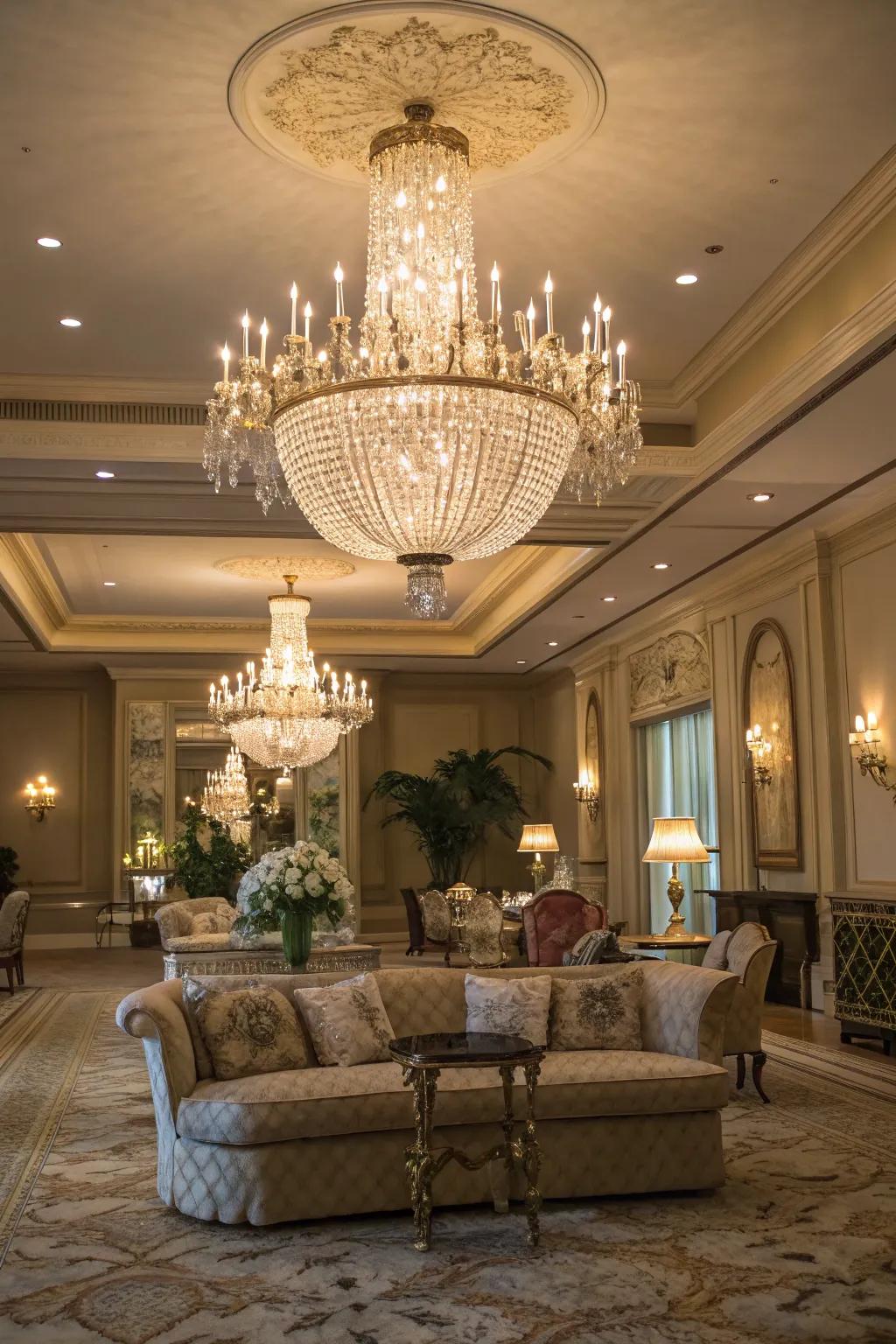 Impressive illumination fixtures add flair and evolve into a design centerpiece.