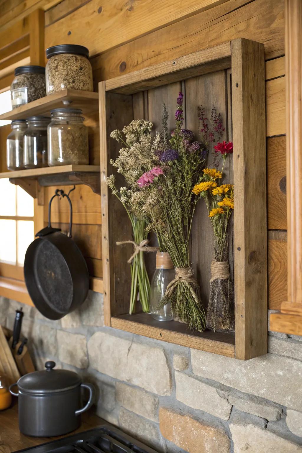 Bring the outdoors in with a herbal-inspired display case.