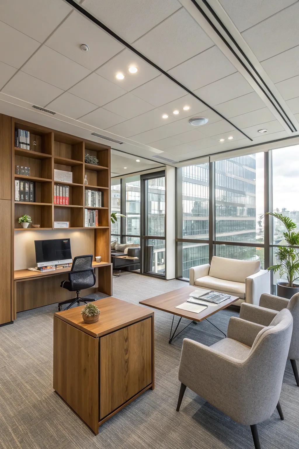 A versatile workspace accommodating different work styles.