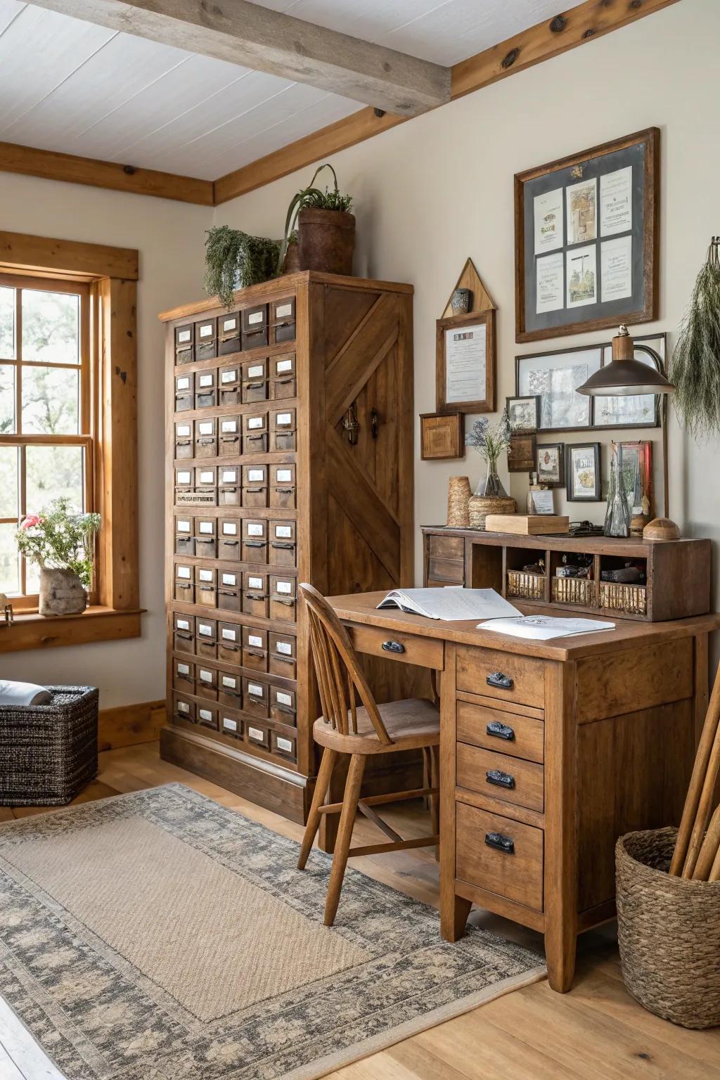 Handcrafted accents add unique personality.