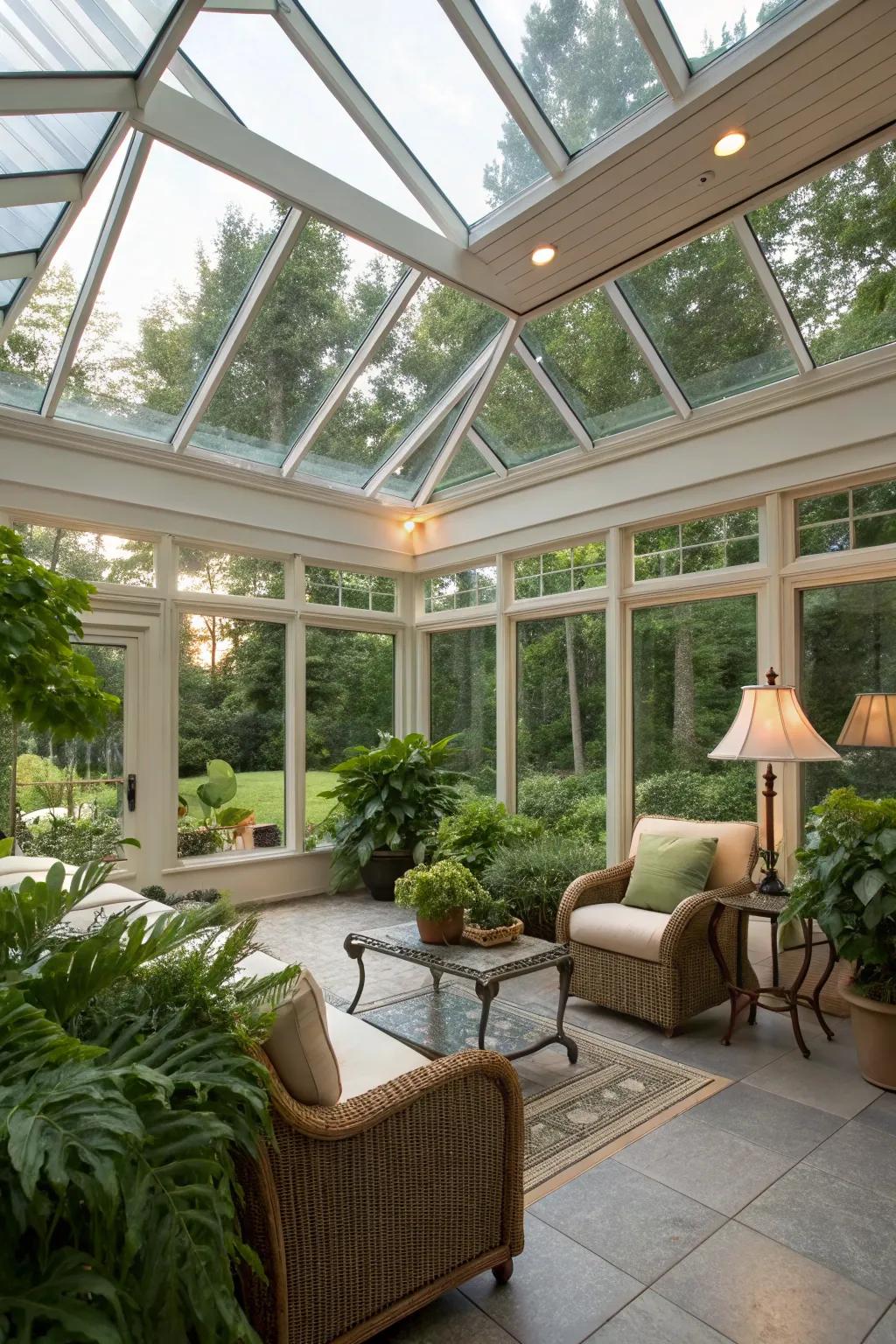 Glass ceilings and skylights brightening up your space.