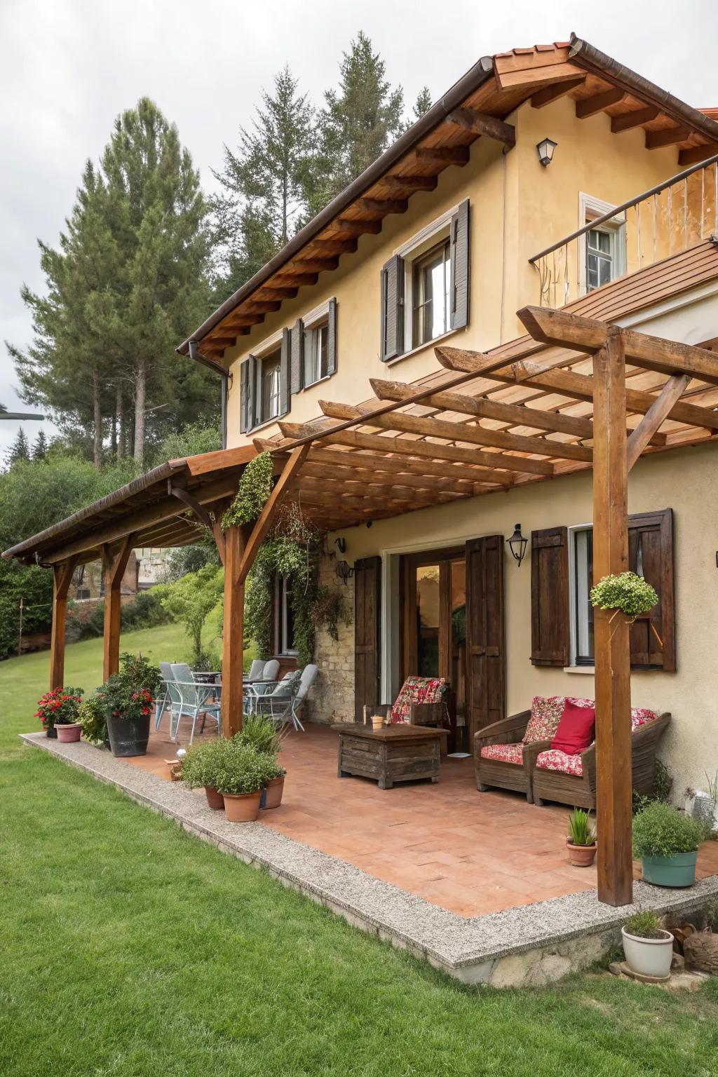 A pergola, offering shade and style to your home's approach.