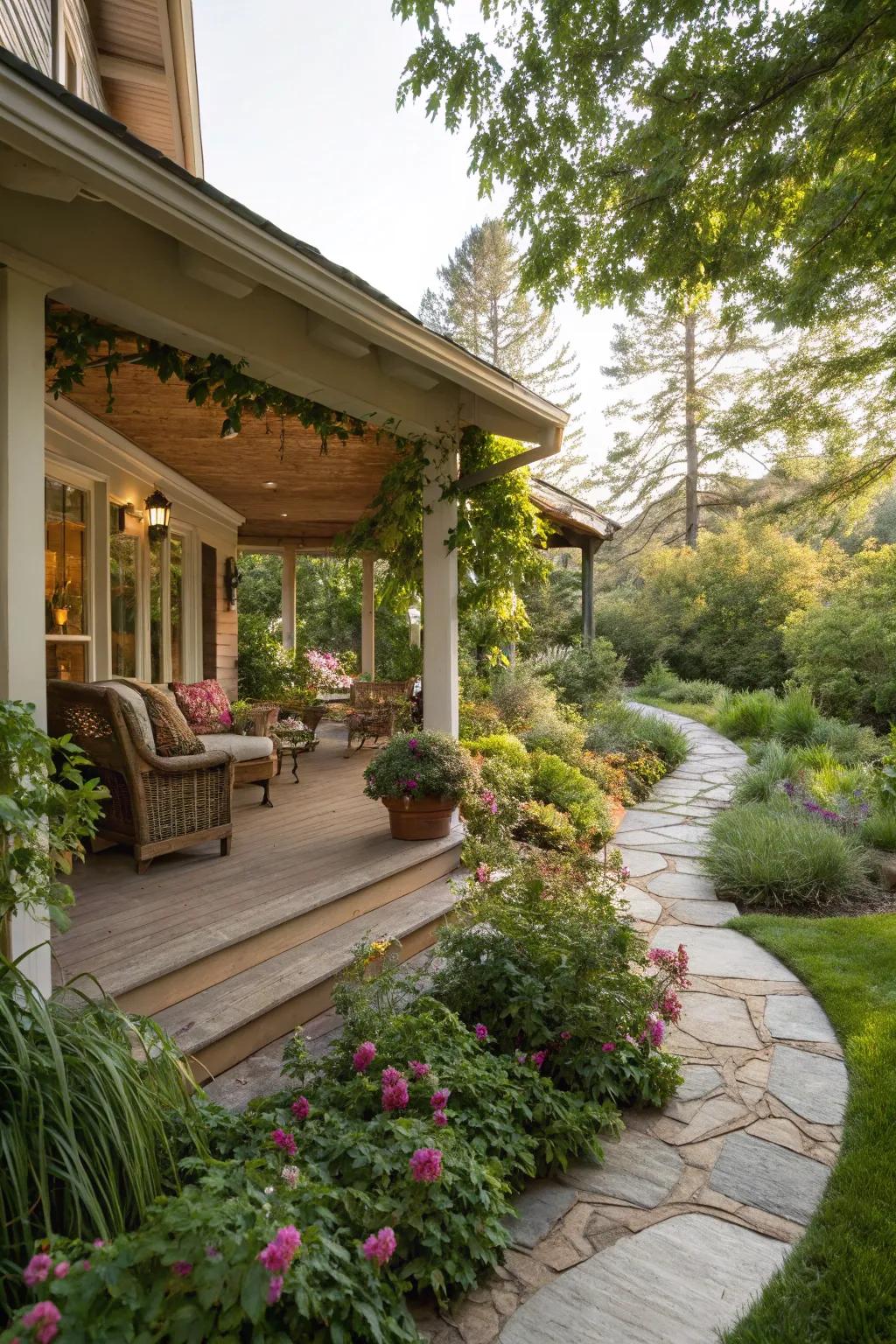 Open style porches create an airy, expansive feel.