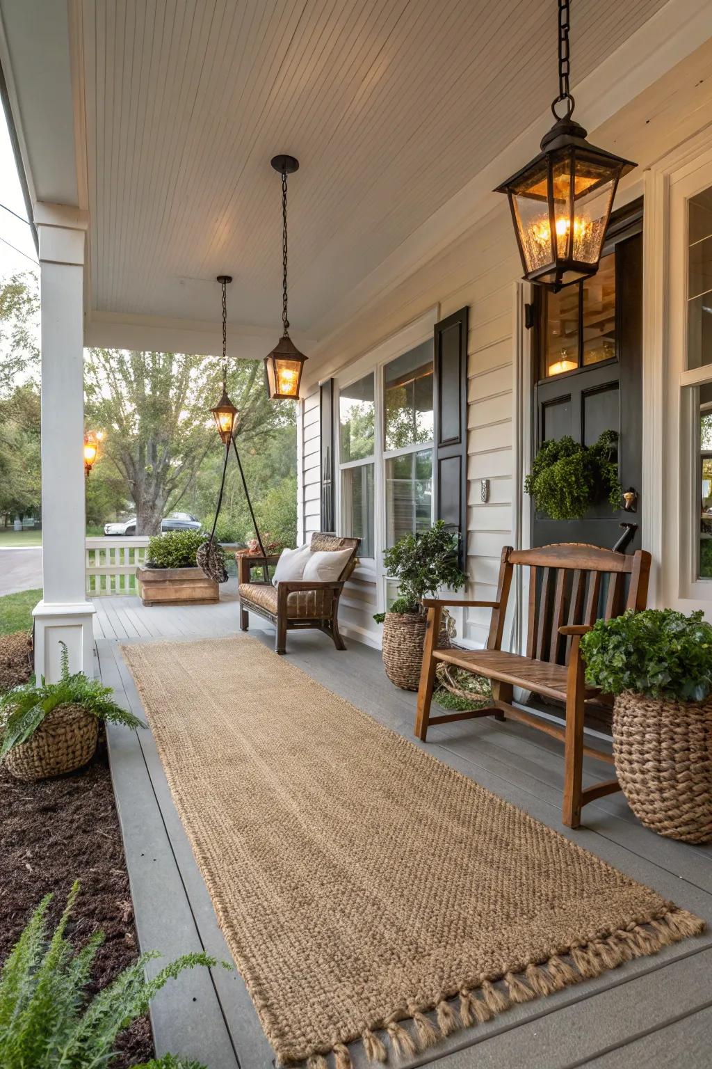 Carpets made of natural fibers offer country charm and texture.