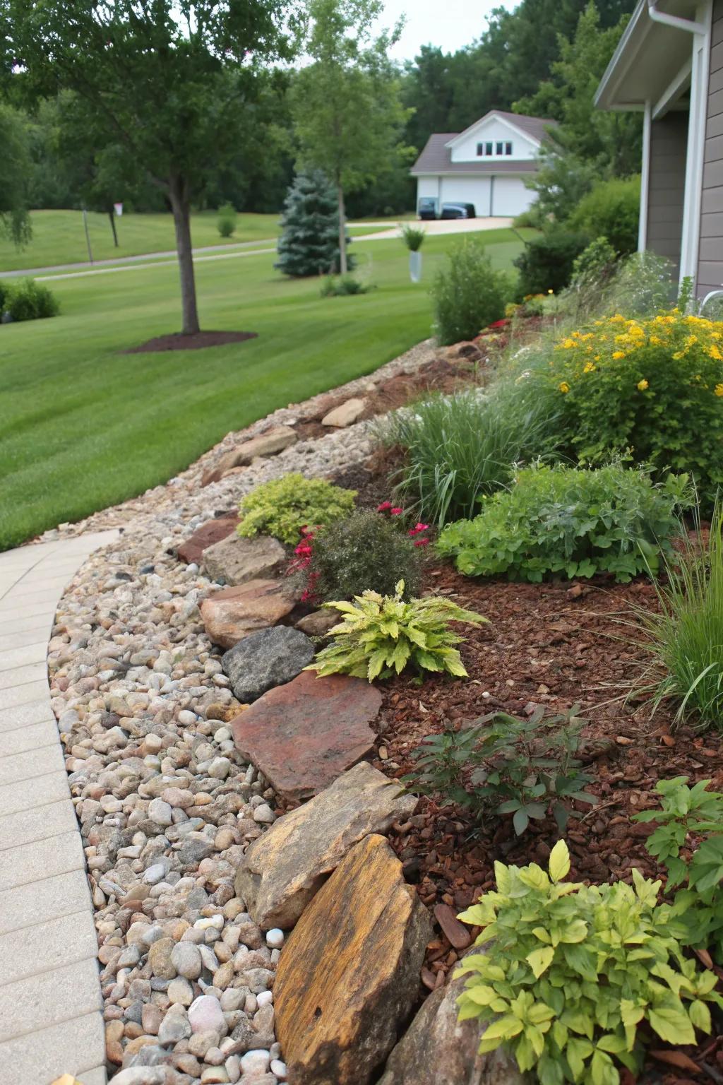 Textured terrain adds depth and interest to your berm.