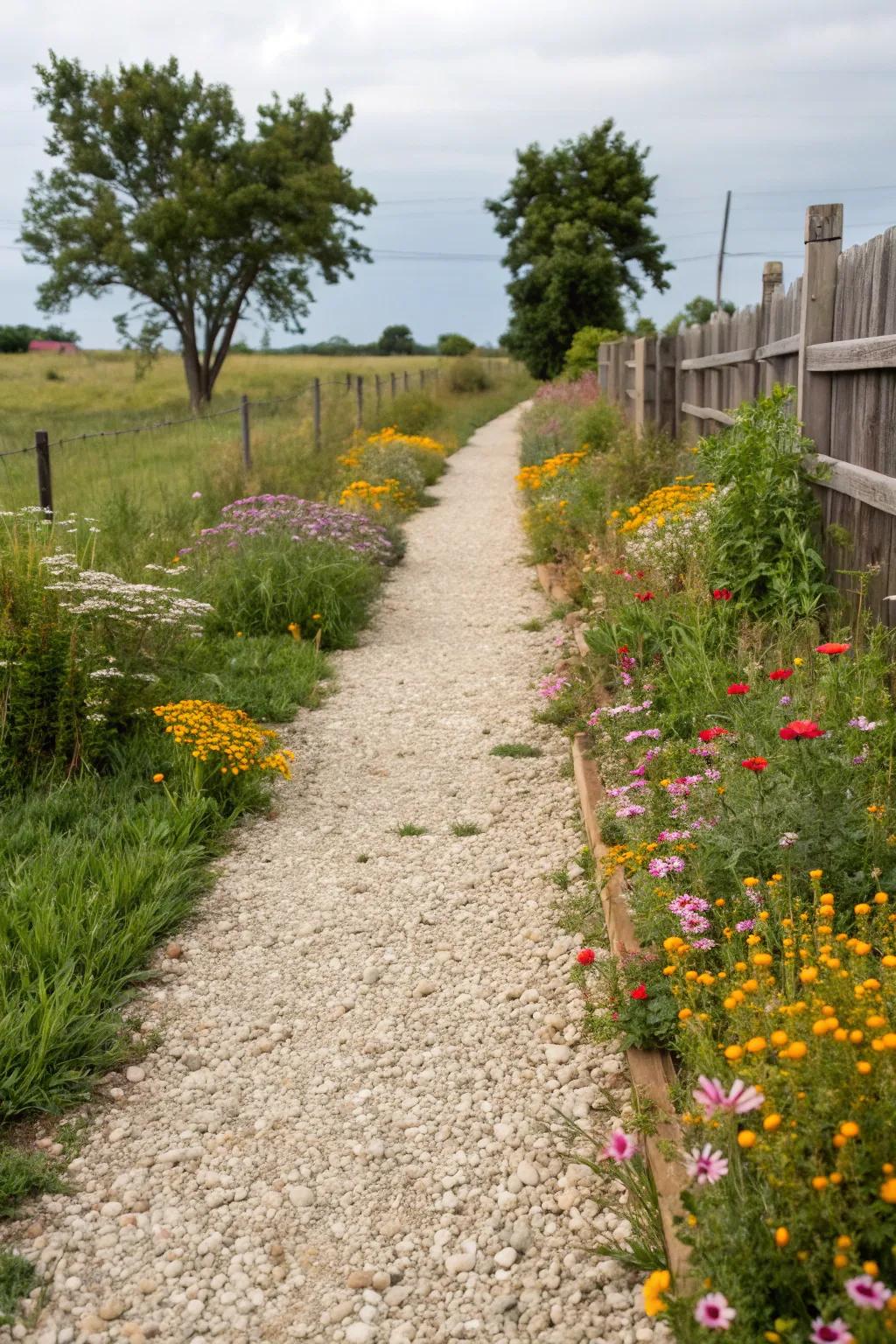 Gravel paths offer a rustic and charming appeal.