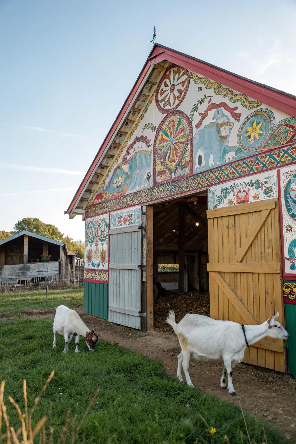 A decorative exterior gives this goat barn distinctive character.