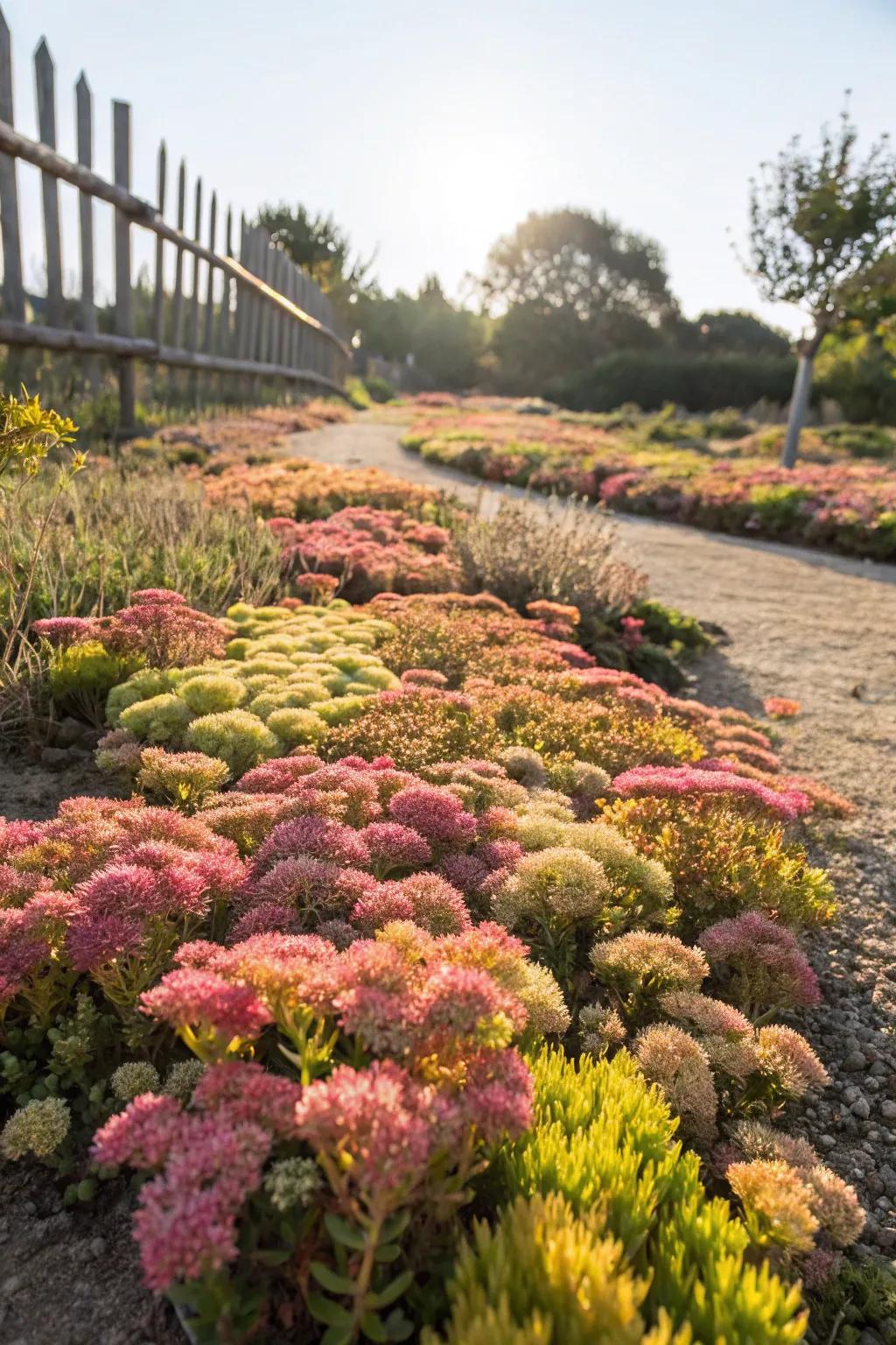 Sedums offer a colorful and drought-tolerant ground cover.