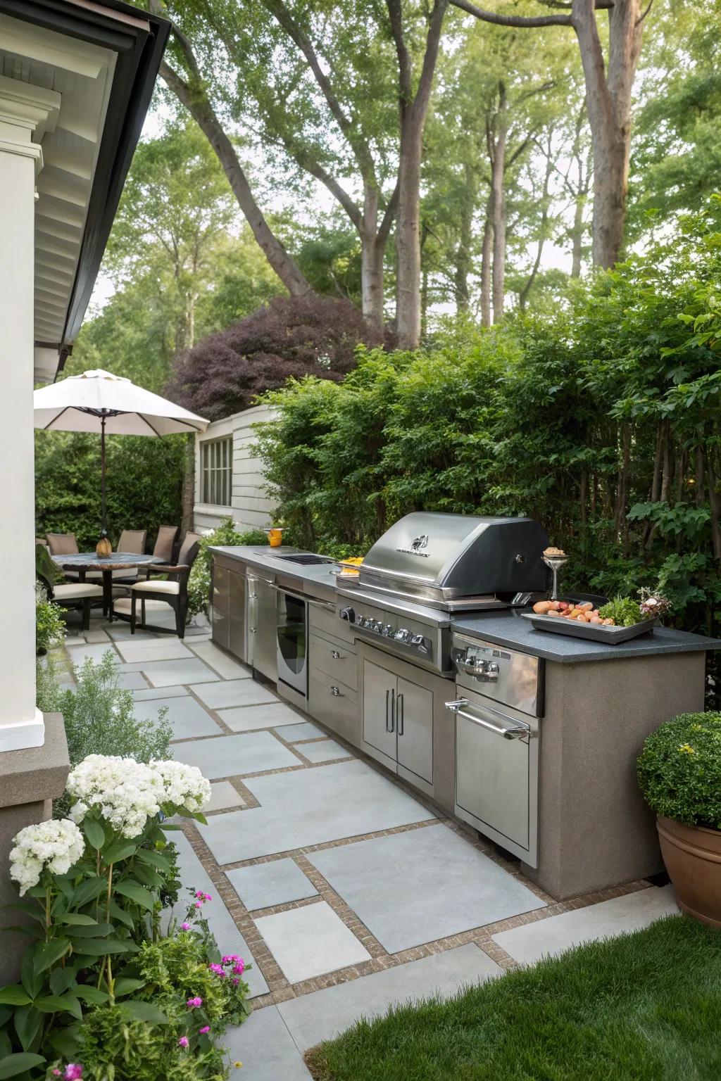 Exterior culinary centers elevate the functionality and social appeal of outdoor spaces.