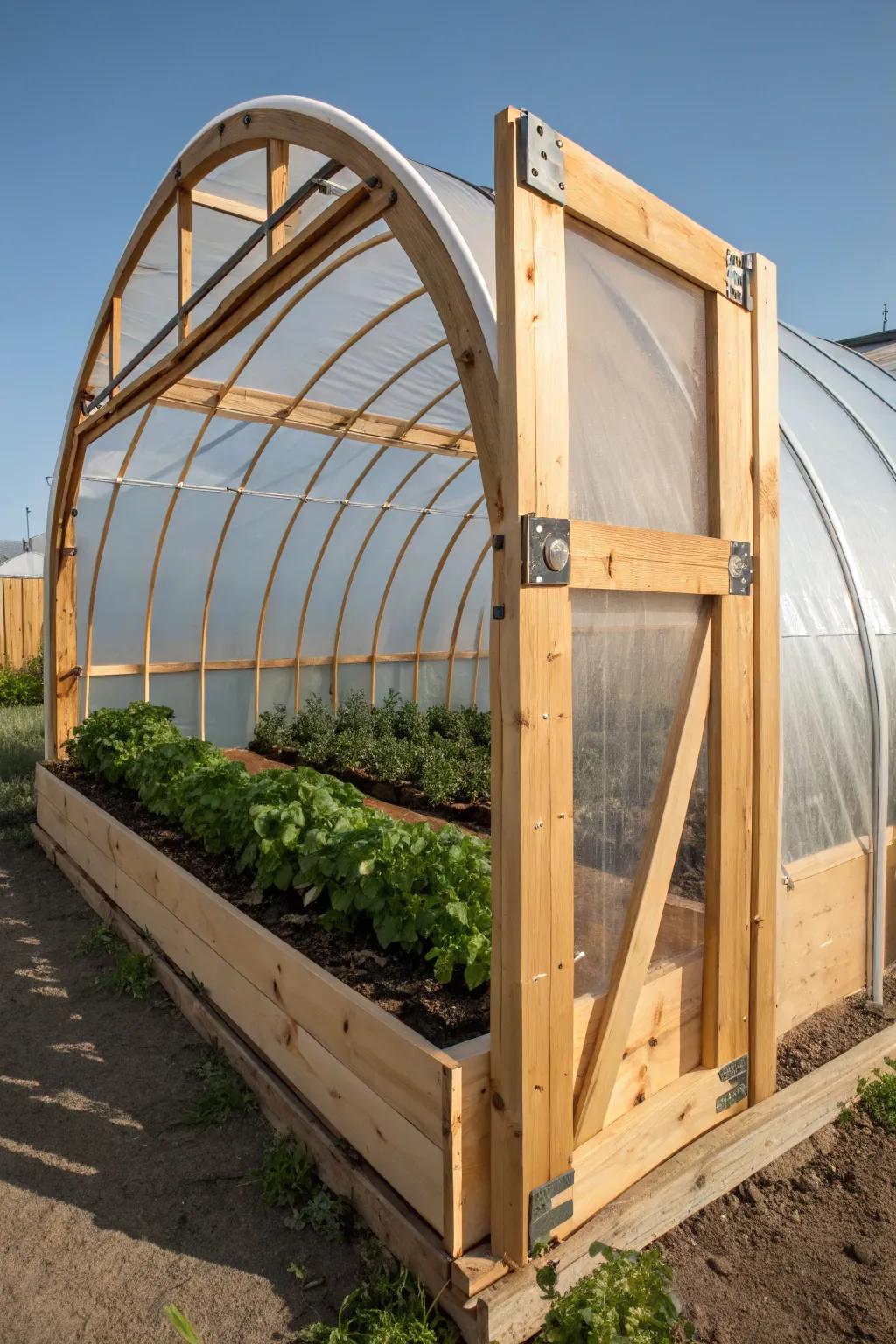 Elevate your gardening with this beautifully designed hoop house featuring convenient roll-up sides for optimal ventilation.