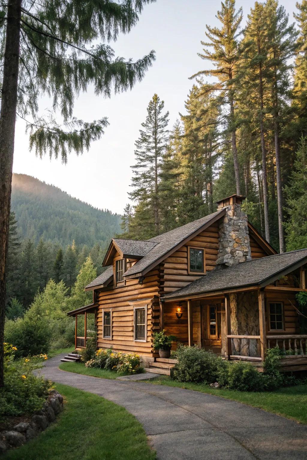 Rustic cabin siding for a cozy, retreat-like home.