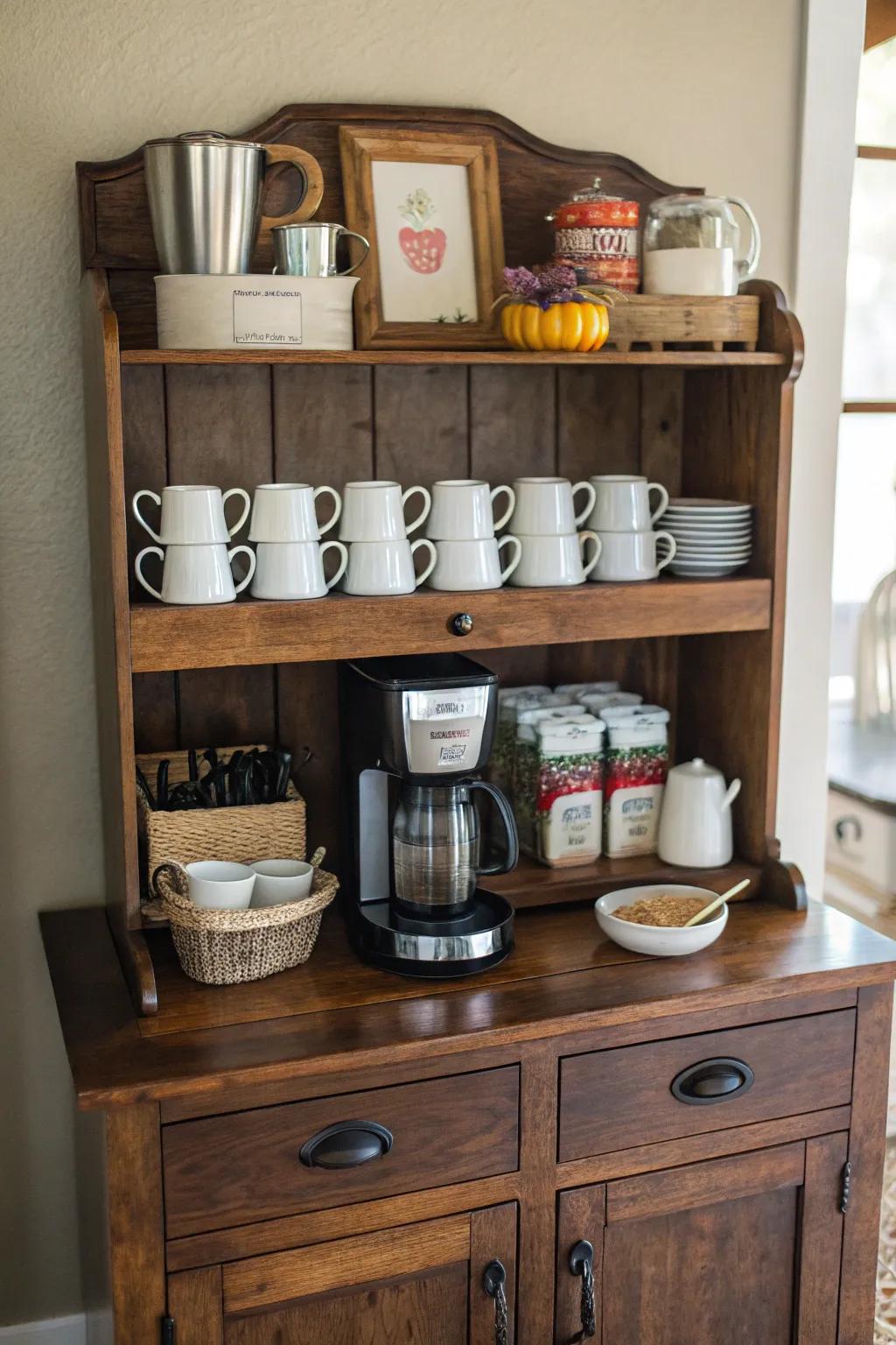 Start your day right with a hutch top coffee station.