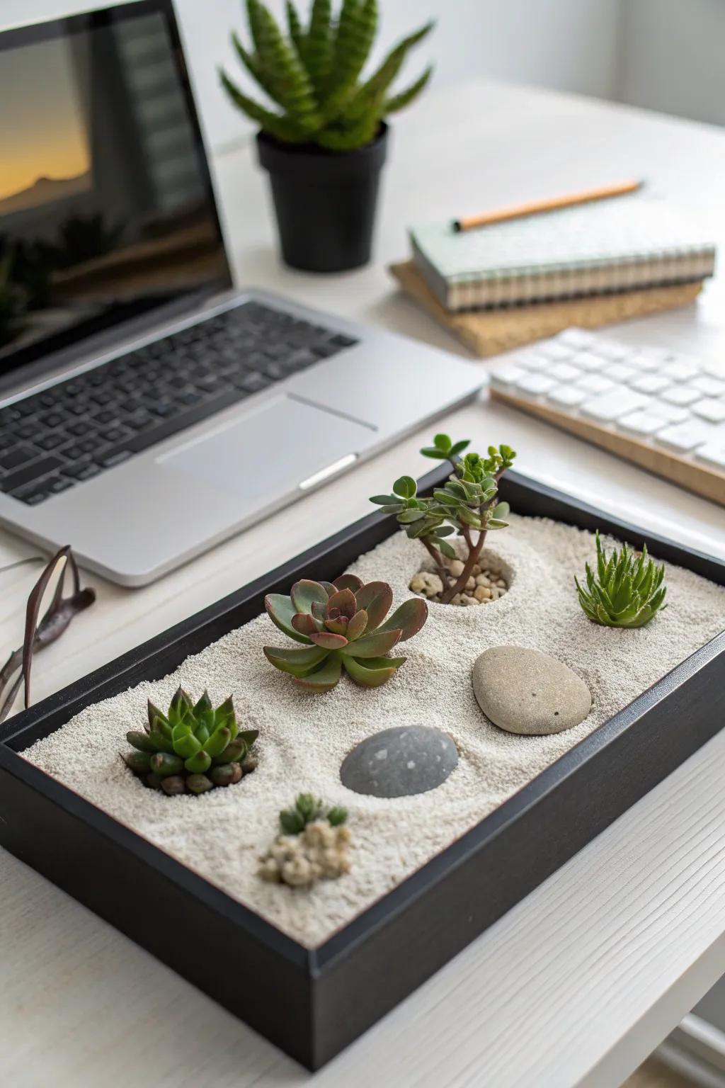 Find calm with a tabletop Zen garden.