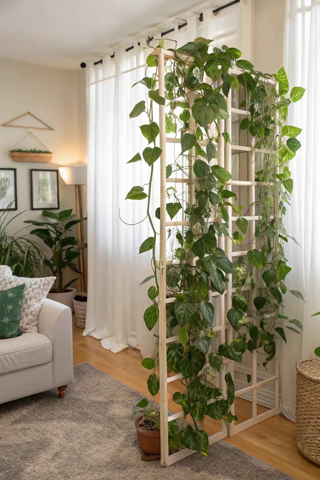 Create living dividers with pothos.