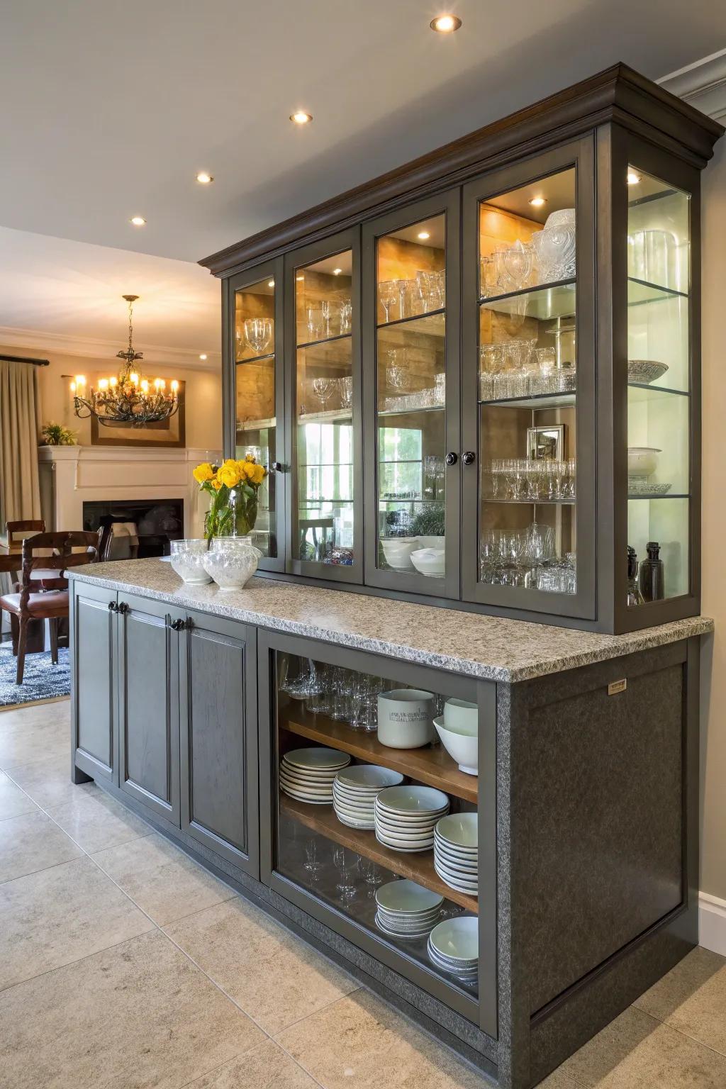 Glass-front cabinets showcase your beautiful dishware.