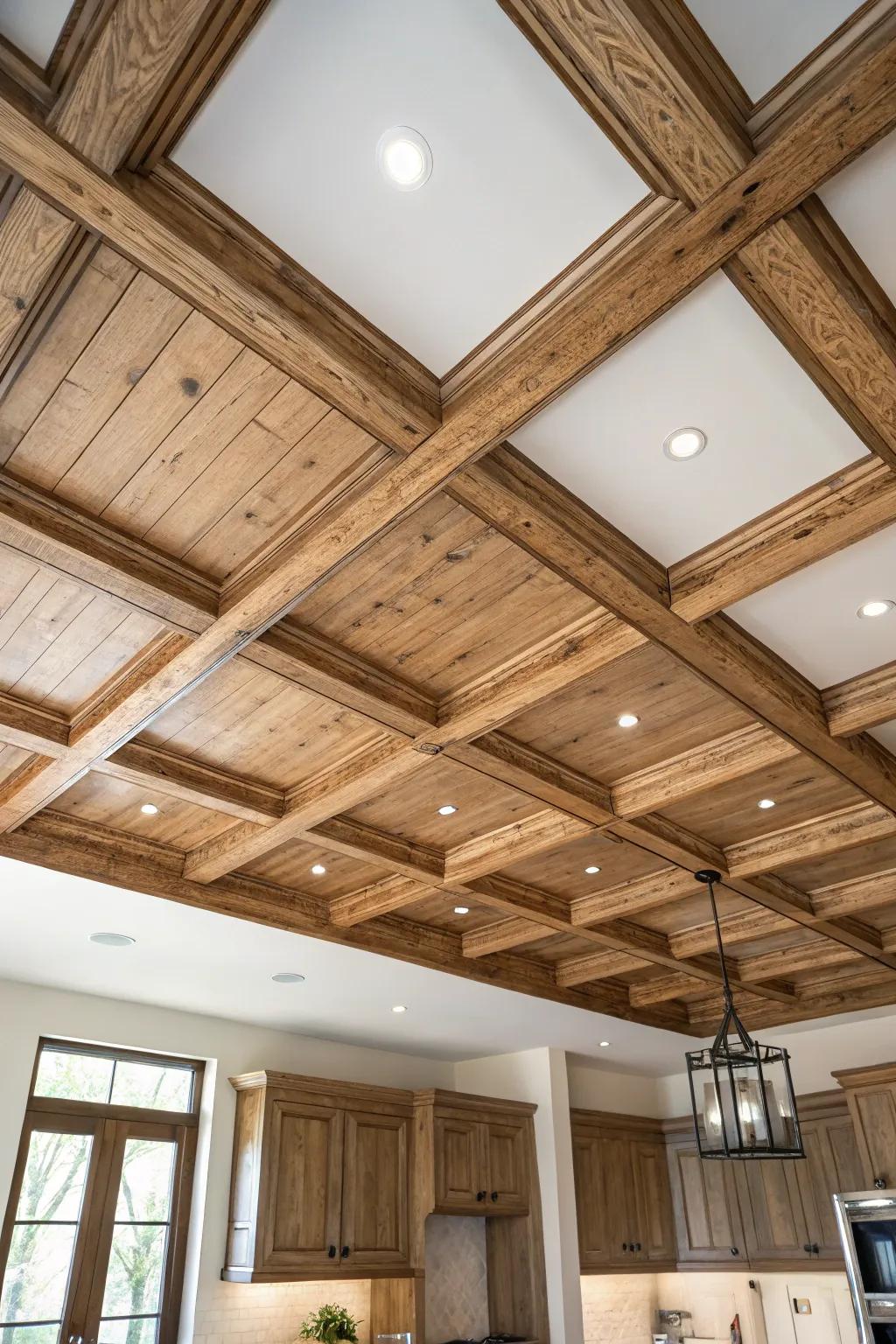 A grid pattern with beams adds structure and visual interest.