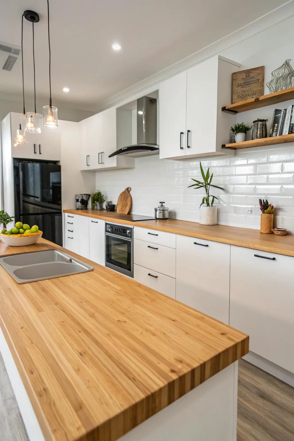 Bamboo countertops offer a sustainable and chic option.