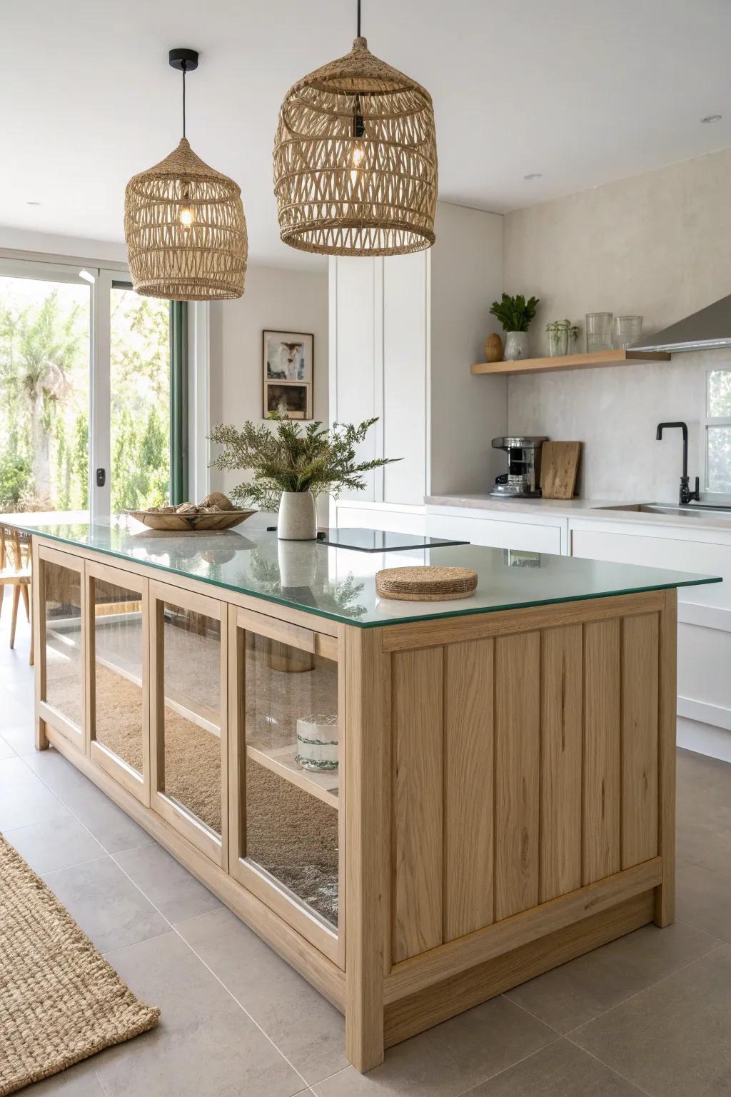 Elevate your kitchen with a touch of glass elegance—where modernity meets minimalistic beauty.