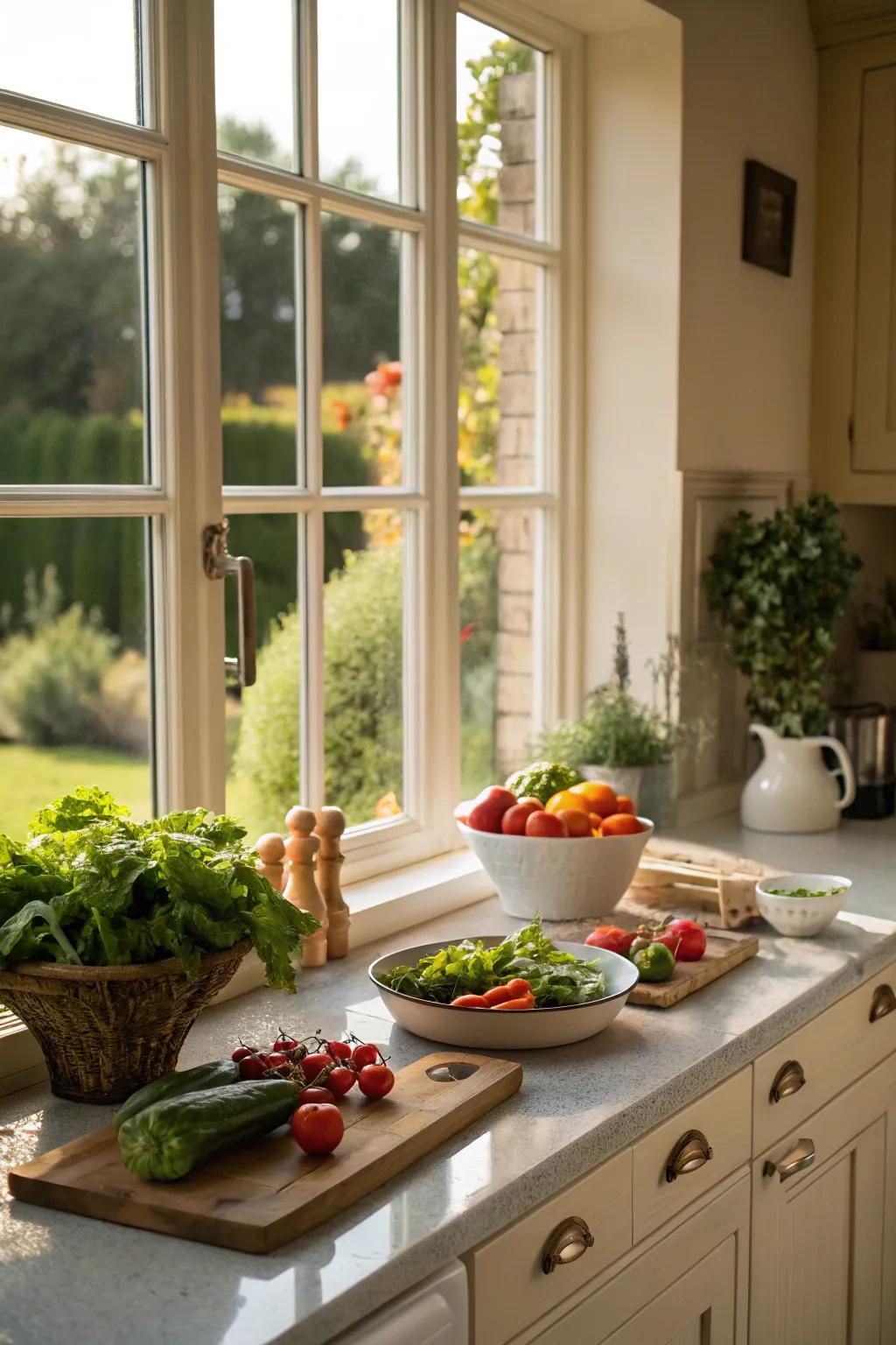 Natural light floods a peninsula, creating an inviting space.