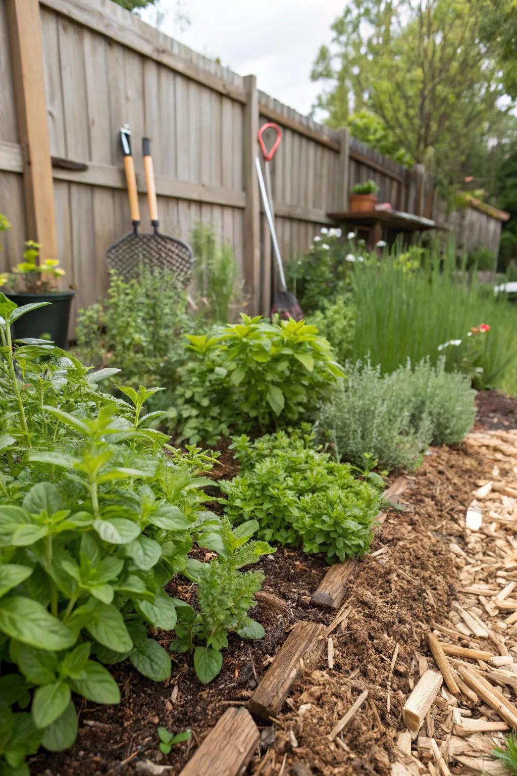 Mulch keeps your herb garden healthy and lush.
