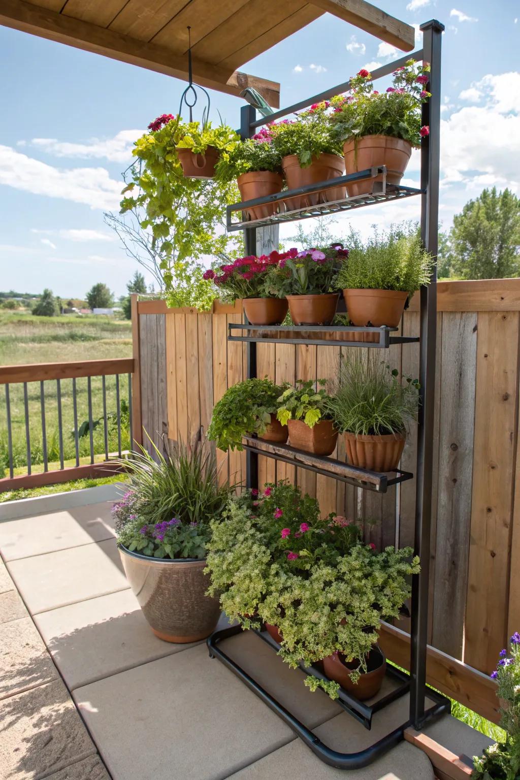 Maximize your greenery with a space-saving tiered planter garden.