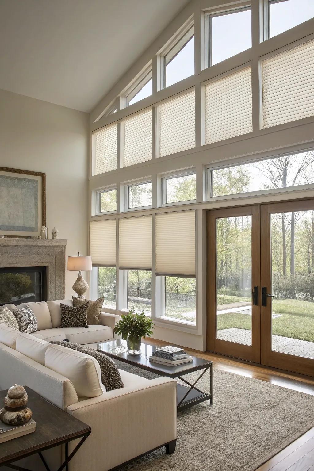 Integrated window blinds offering a seamless and modern aesthetic.