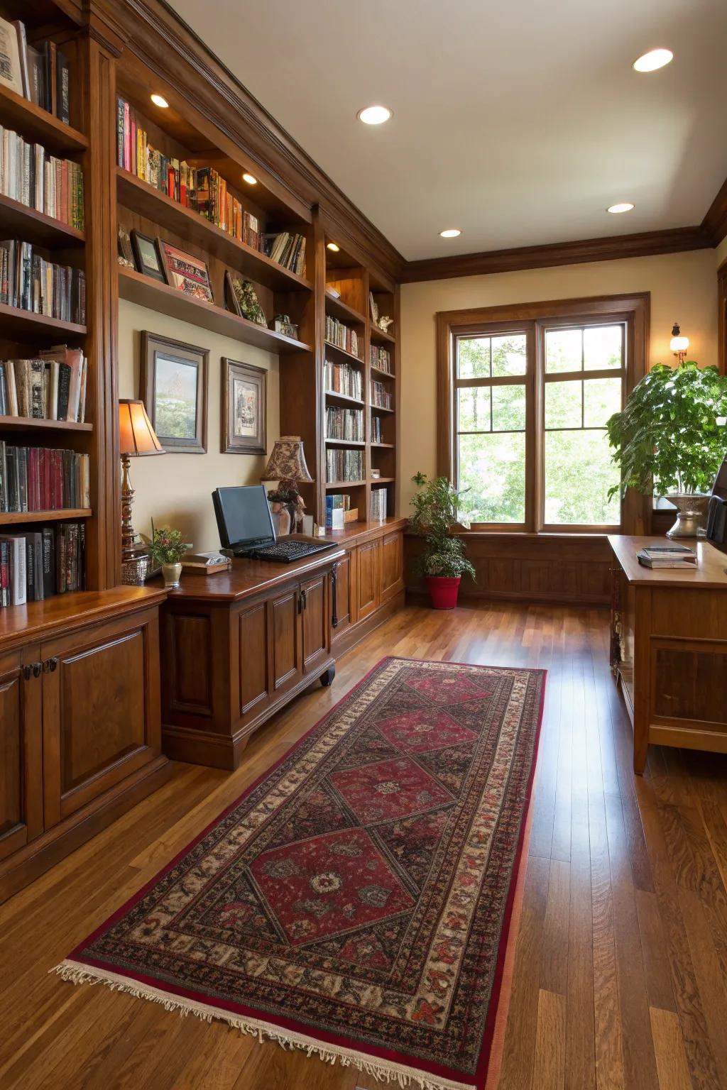 Anchor your space with an elegant rug.