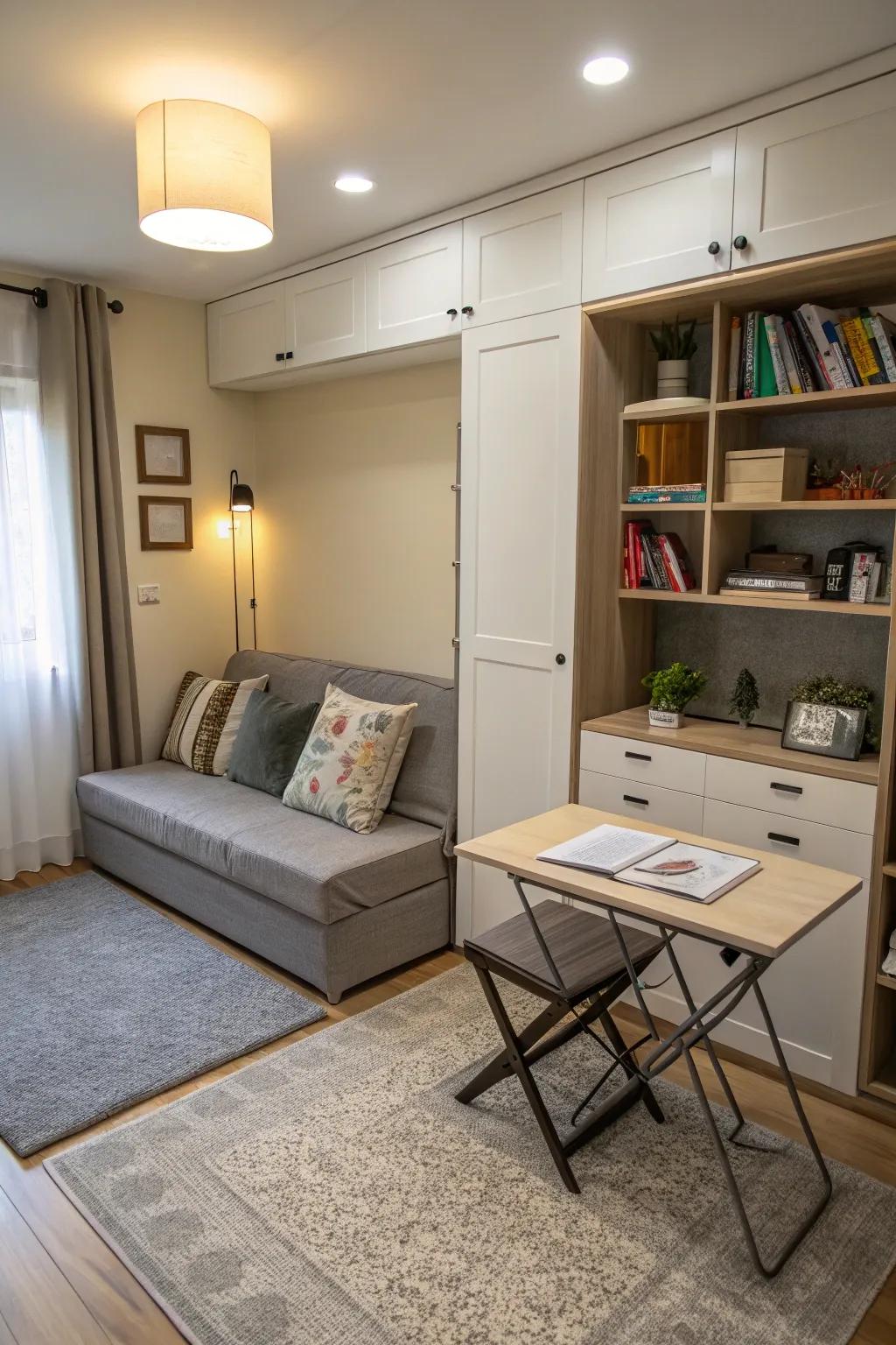 Flexible furniture enhances small living spaces.