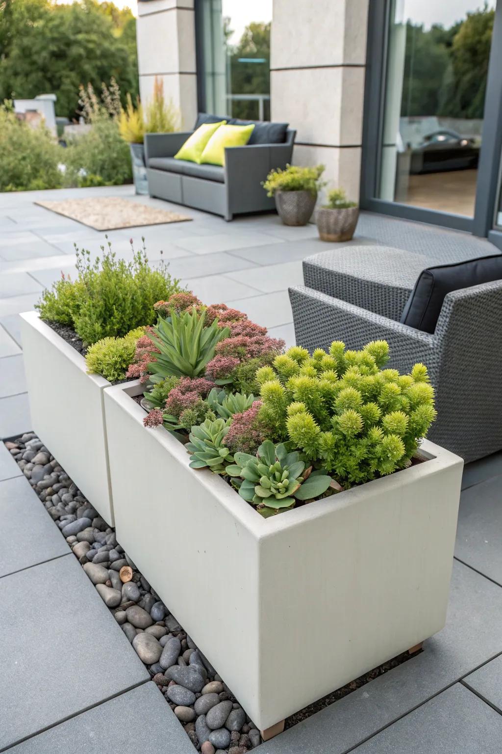Add color to your patio with vibrant sedum.