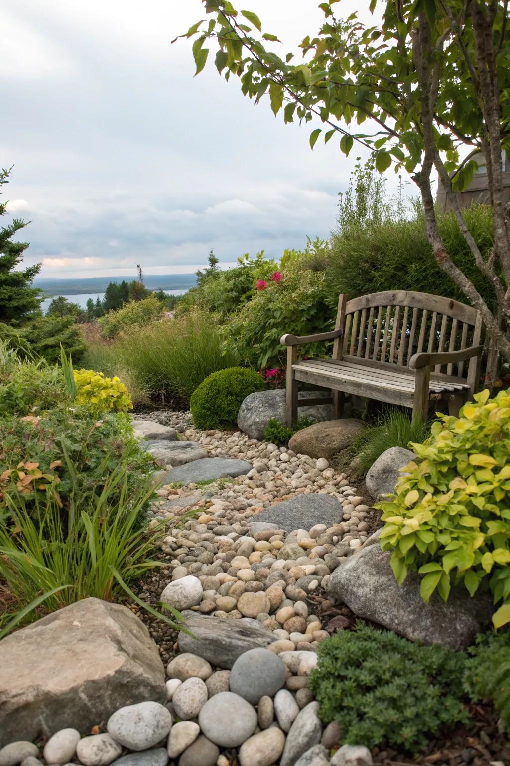 A quiet nook to savor the charm of a rock garden.