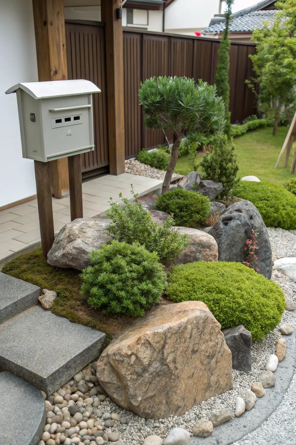 Zen stone formations convey tranquility and equilibrium.